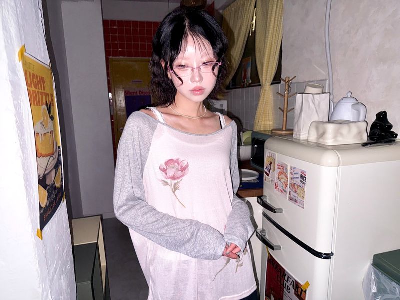 (2color) Soft Tulip Raglan Sheer Long Sleeve Tee