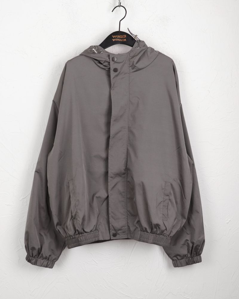 Linick high neck hooded nylon two-way zip-up