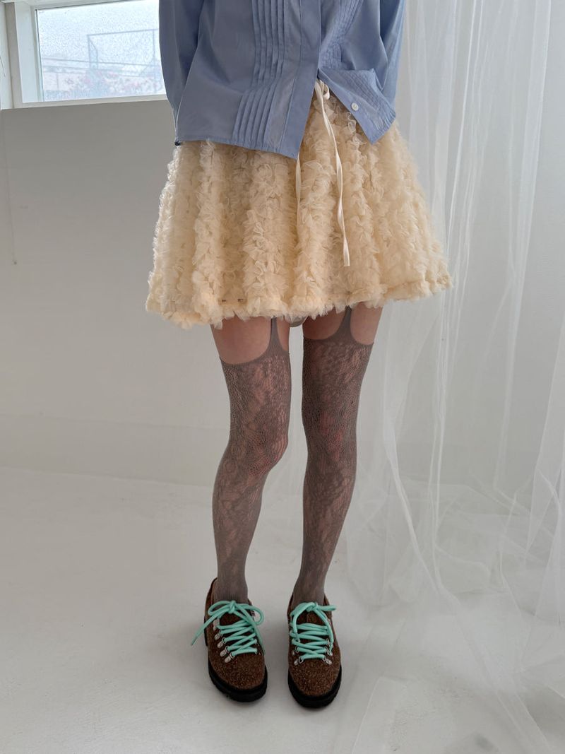 flower garter netting stocking