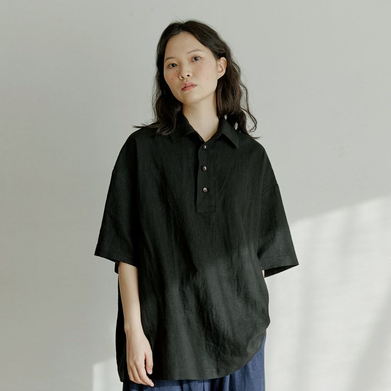 malen（マレン）の「unisex half henlyneck shirts black（Tops）」