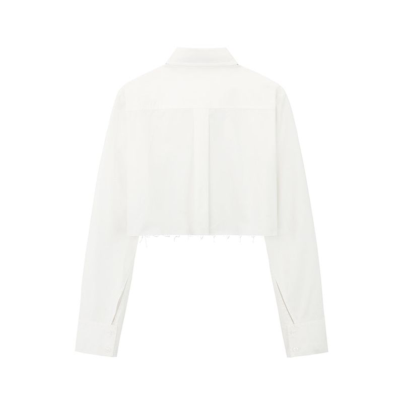 0 1 CT necktie crop shirt - WHITE