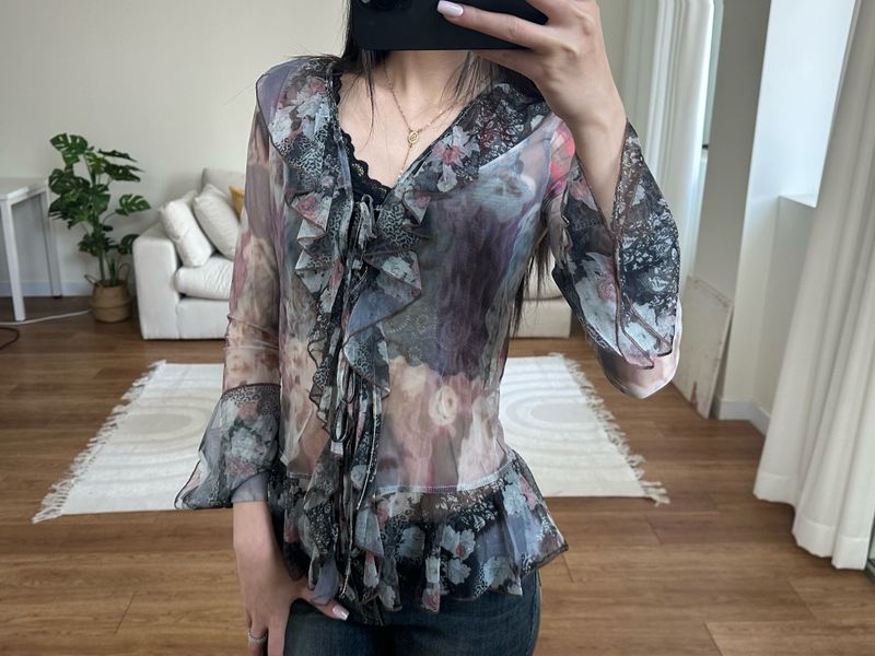 floral ruffle cardigan