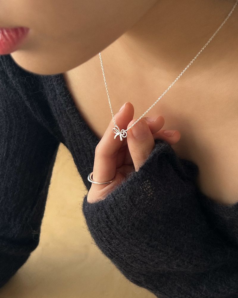 Fondu ribbon necklace (silver)
