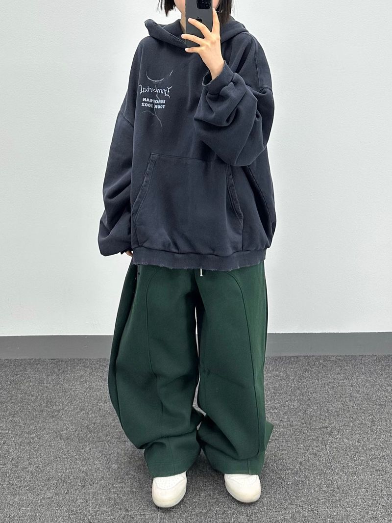 hip-hop curved cut pants