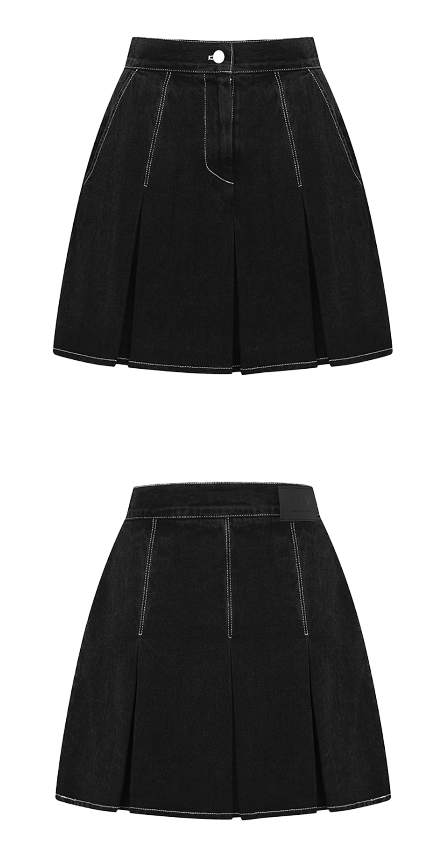 [mnem] denim set-up mini skirt
