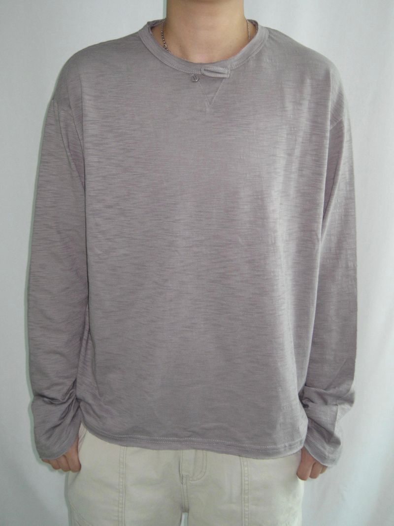 Vintage Slub Loop Henley Neck Long Sleeve T-Shirt(3c)