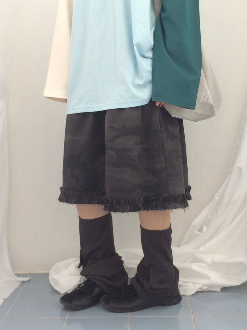 rough frill camotiered skirt