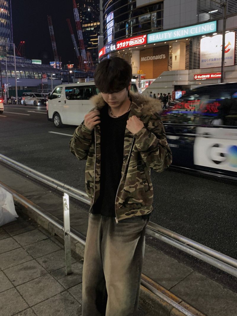 Kitsune Camo Hooded Zip-Up Jumper