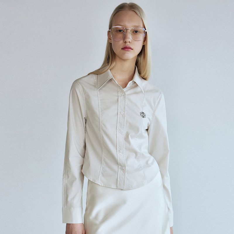 MINIMAL PINTUCK WAIST SHIRT_IVORY