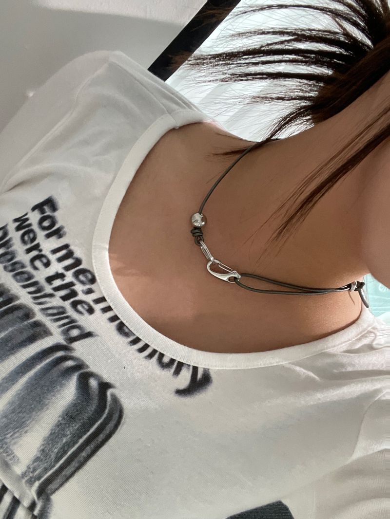 Leather Ball Buckle Necklace