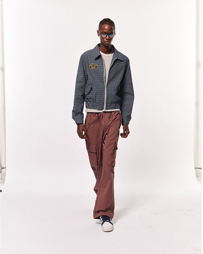 Bluesf  Two way Checkered Short Blouson