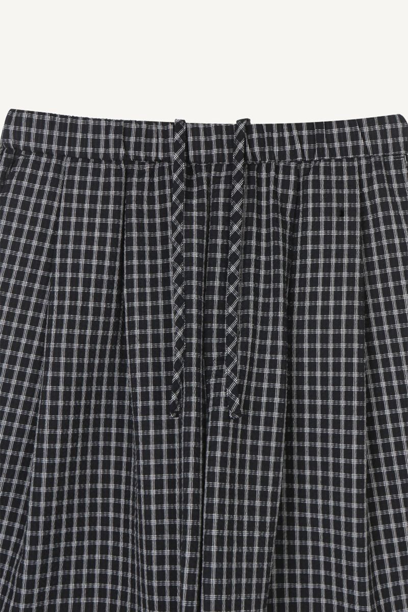 Gingham Check Banding Bermuda Pants