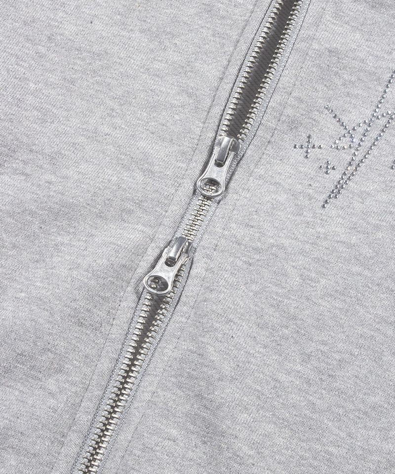 OFF-SHOULDER SLIM ZIP-UP_Melange Gray