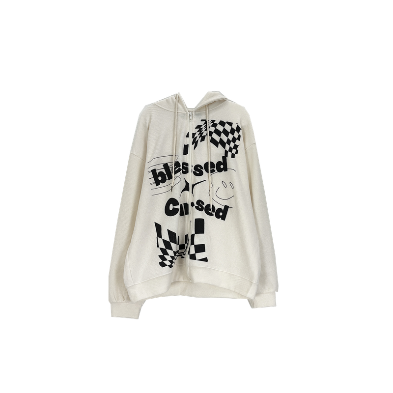 flag knitwear zip-up