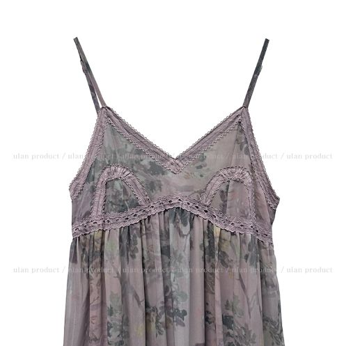 Misty Mauve Flower Chiffon Long One Piece