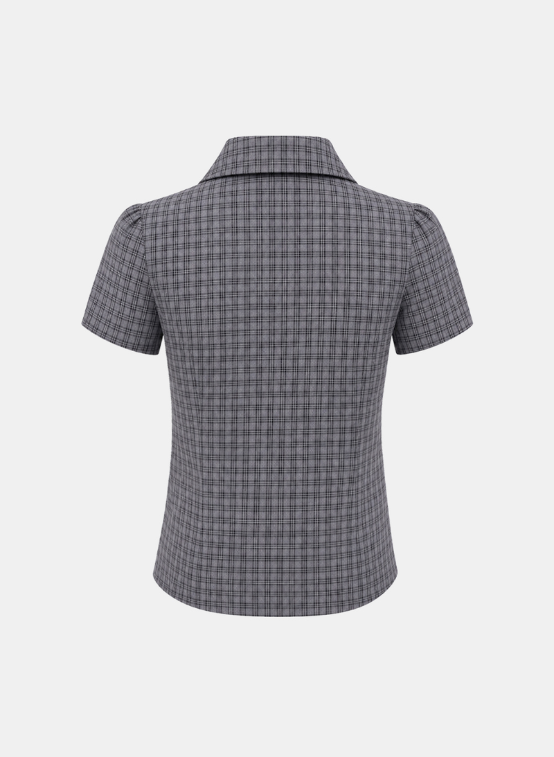 Orla Shirring Check Blouse