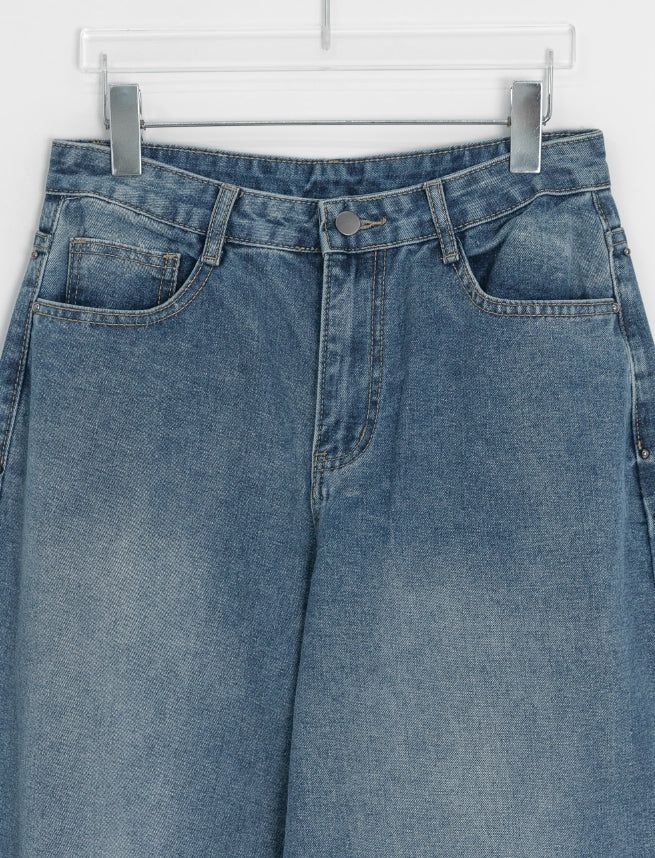 Hiphu Studded Denim Wide Pants
