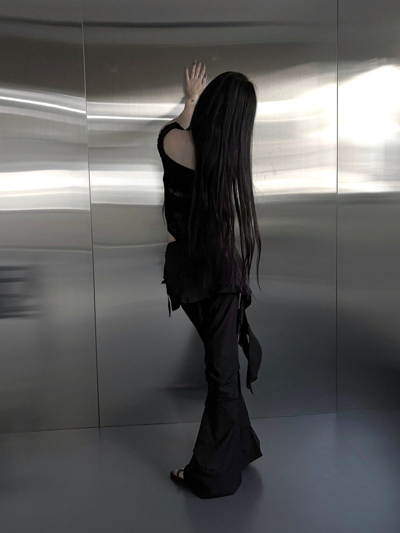 nylon skirt layered pants (2color)