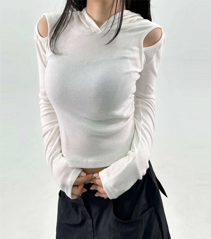 SHOULDER SLIT + HOOD♥ - 4 COLORS