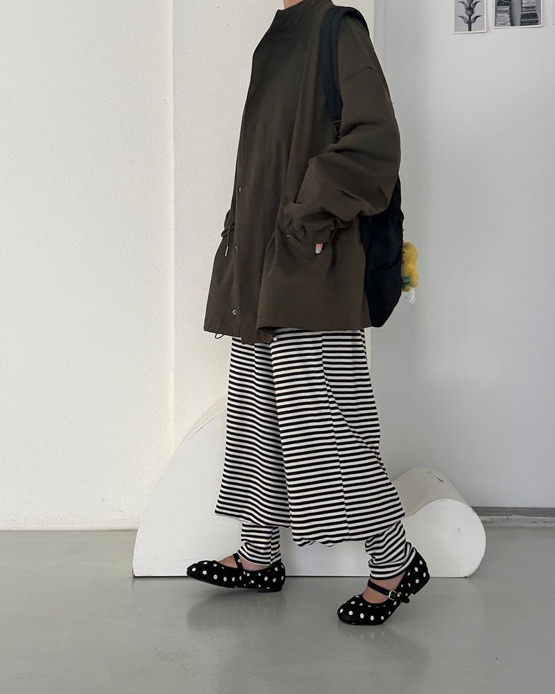Stripe warmer harem jogger pants