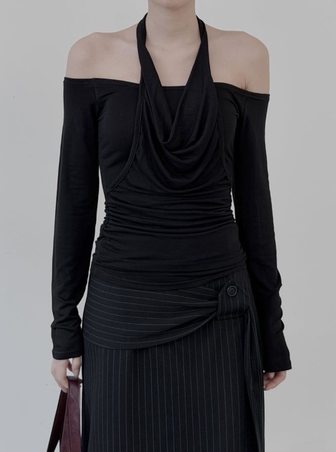 mnem（ムネム）の「Drape Cowl Neck Halter Off-Shoulder（Tops）」