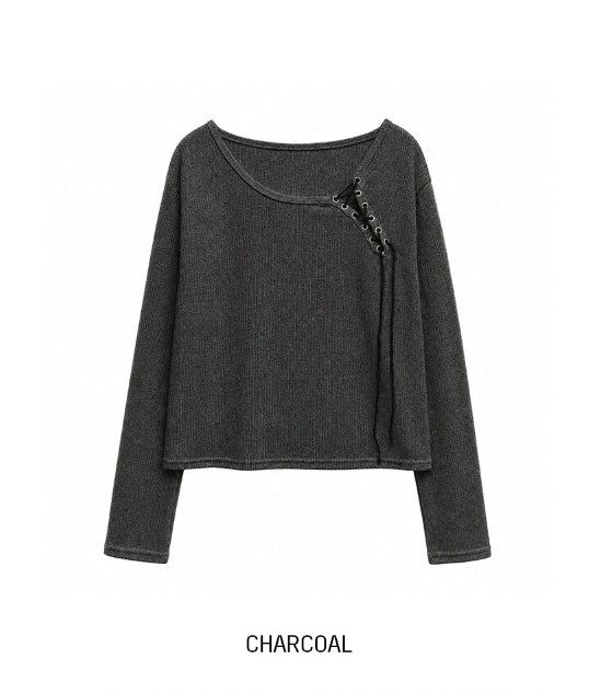 26SS★ [PLAN MADE] Loop Lace-up Boat Neck Knit
