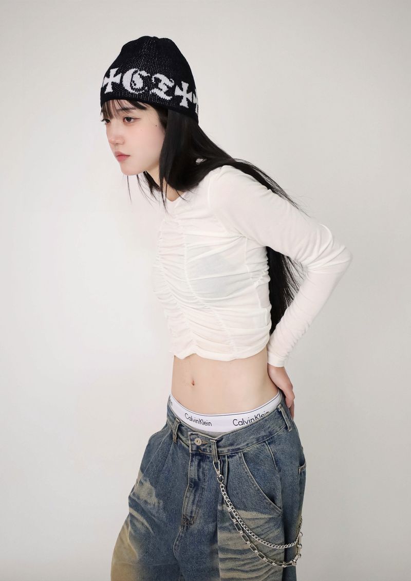 Shirred Asymmetrical T-Shirt