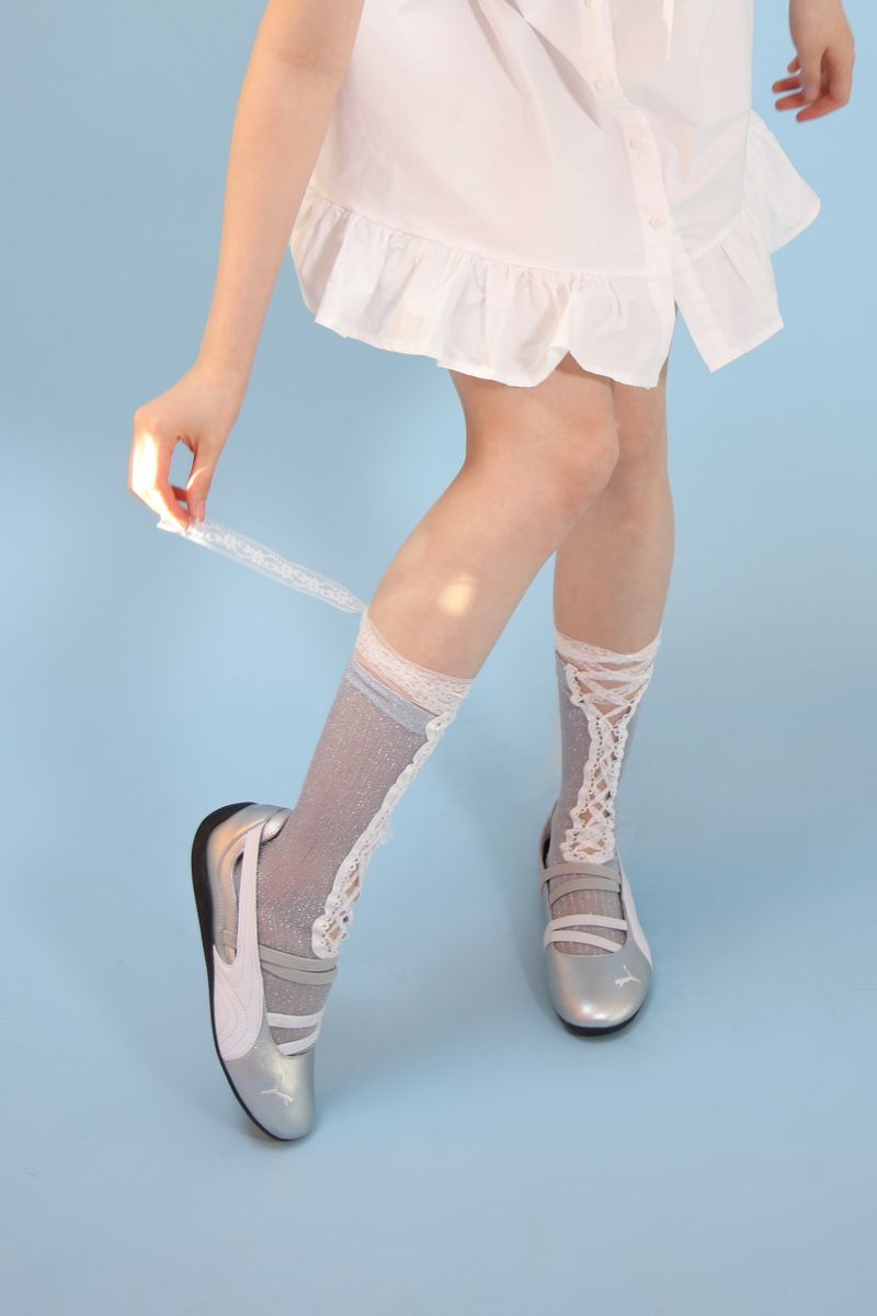corset lace up socks (silver)