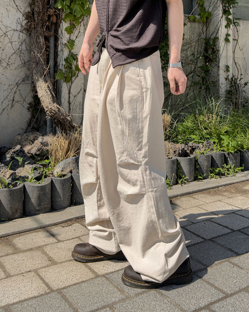 Aven Linen Two-Tuck Wide Pants
