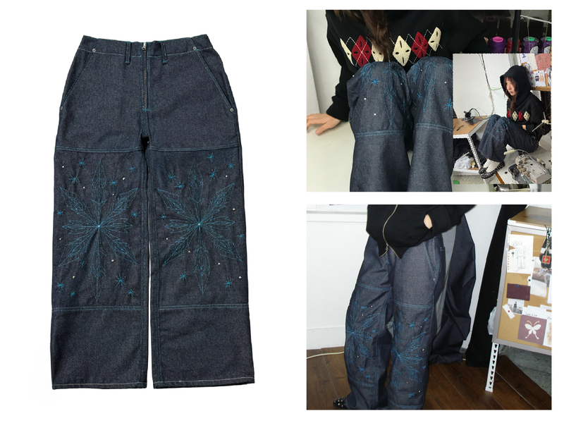  [Hand-Made「007」] Snowflake Studded Pants_Denim&Skyblue