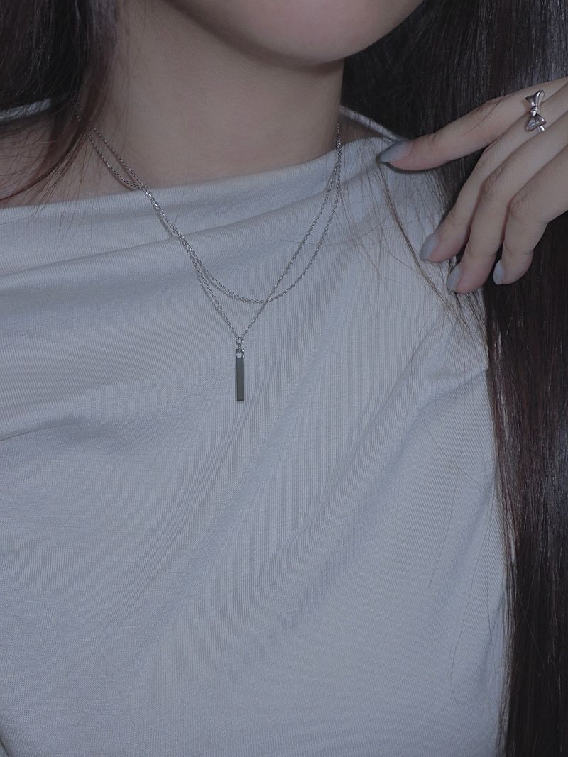 new simple bar layered necklace