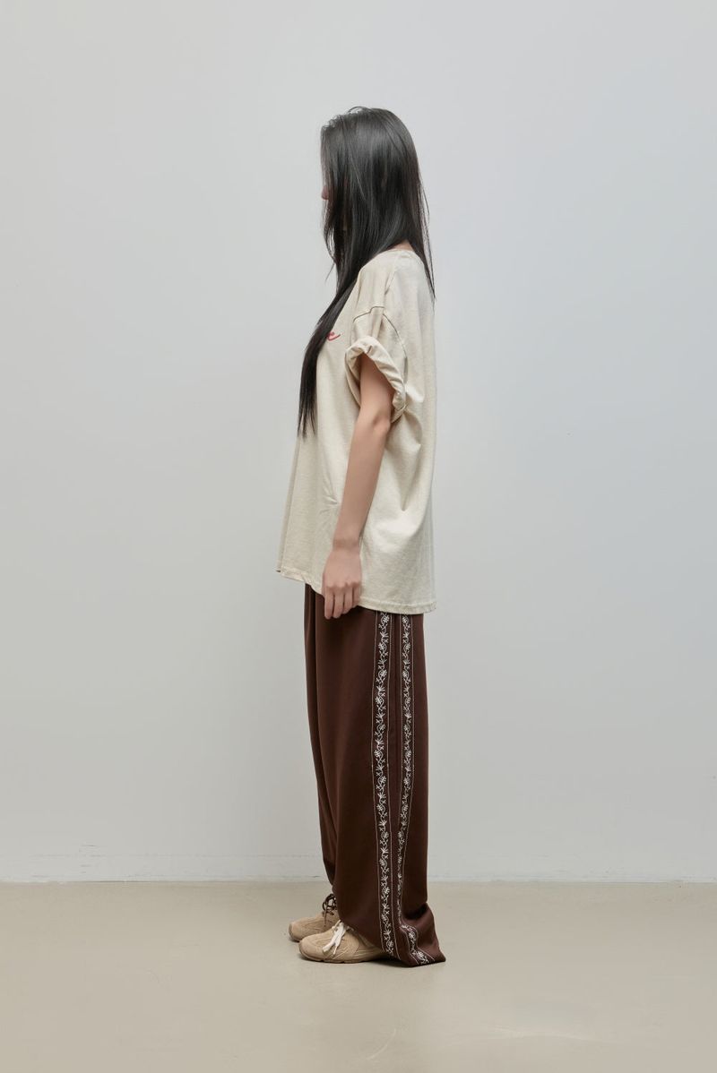 Embroidered Track Pants_Brown