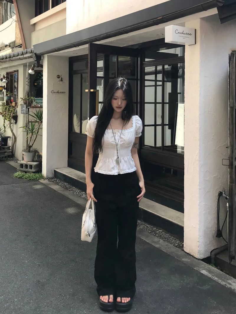 Mabel Utility Cargo Semi Wide Long Bootcut Pants 