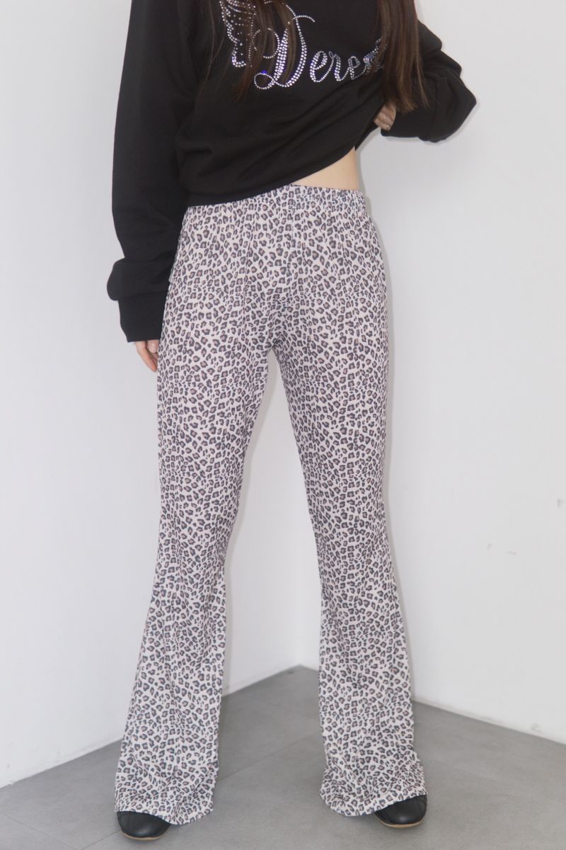 Spandex Leopard Banding Bootcut Pants