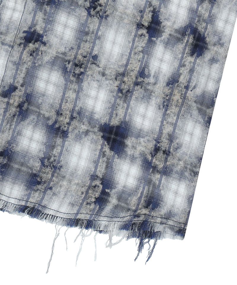 BLEACHED RAW-CUT CHECK SHIRT