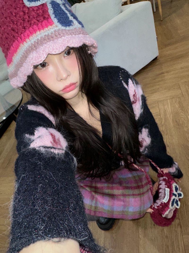 wool checkered midi wool skirt