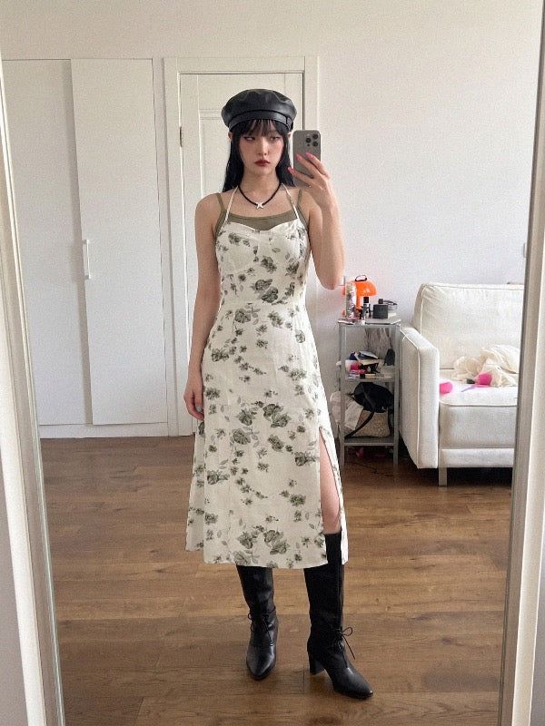 VIVIC（ビビク）の「OLIVE PETAL TIE HALTER SLIT DRESS（Dresses）」