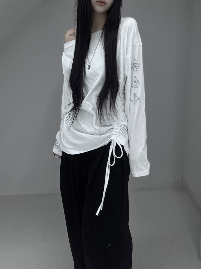 tattoo shirring long sleeve T (2color)