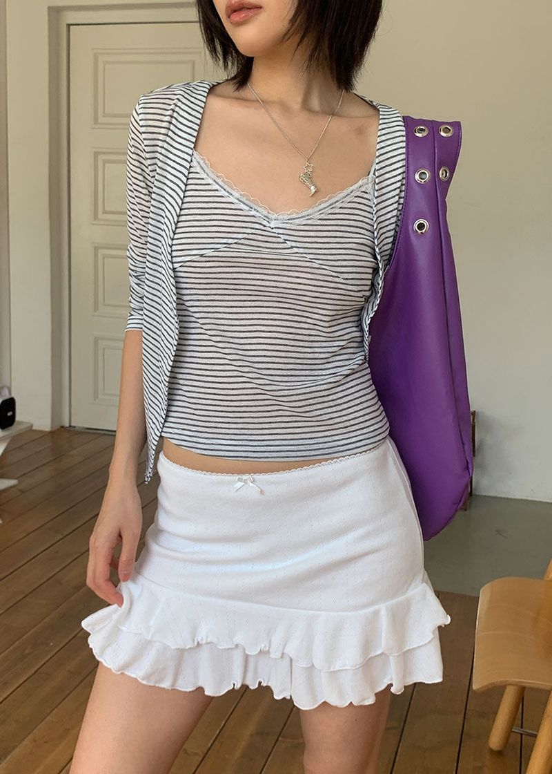PUNCHING FRILL LACE SKIRT (3color)