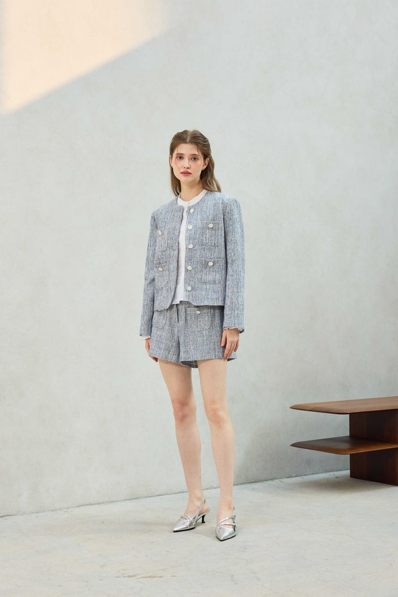 CHERISH TWEED SHORTS PANTS / SKY BLUE