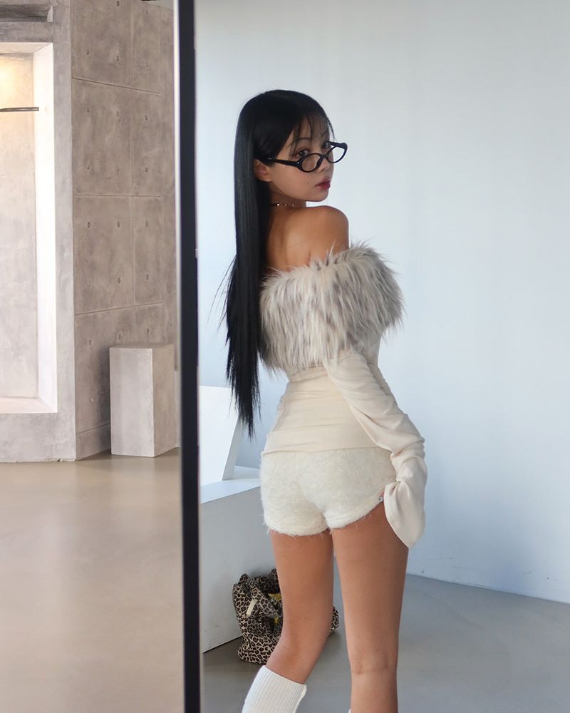 woolen fur shorts