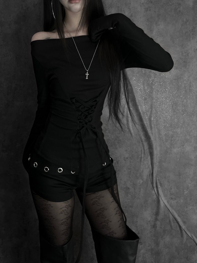 basic corset off-shoulder T (2color)