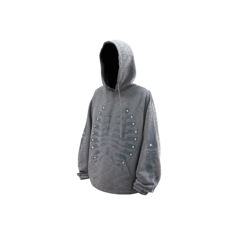 RELABEL('BONE) Skeleton-mapped texture, front and back skeleton print, loose and warm, casual hooded sweater