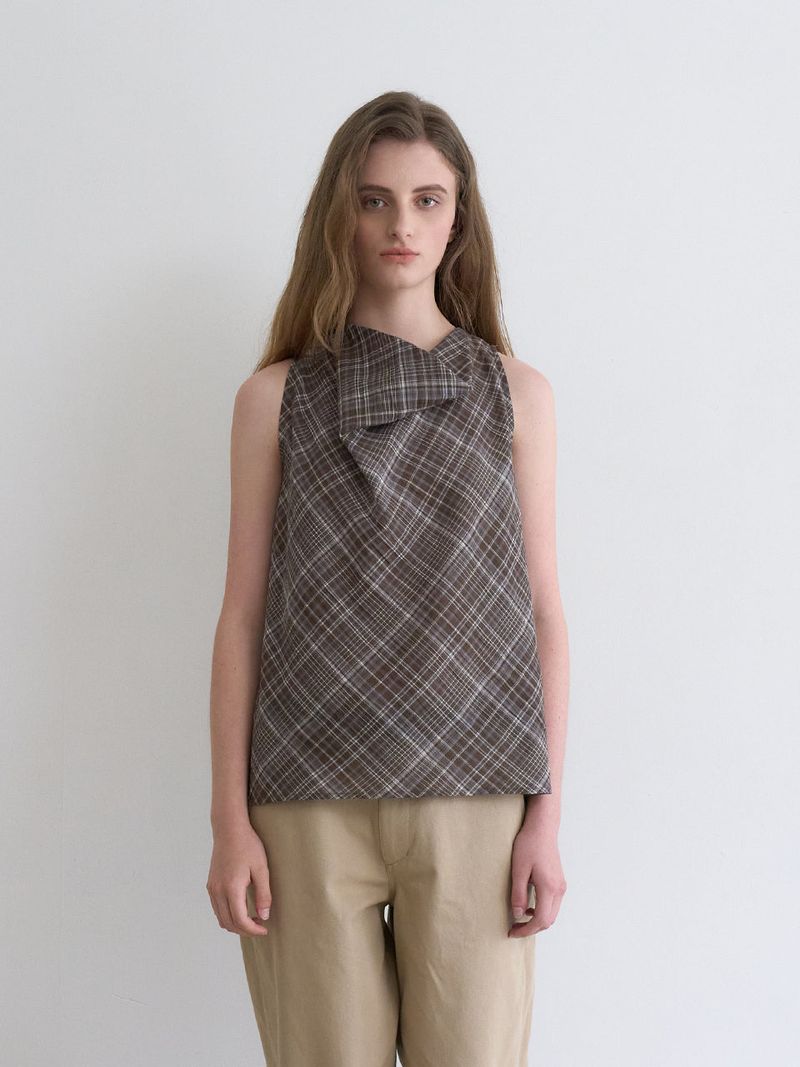 Celine cowl blouse (Check)