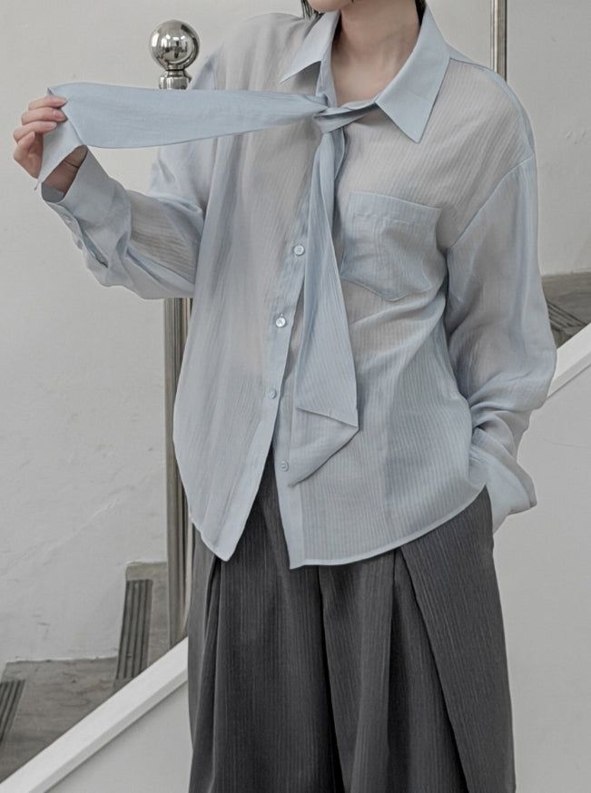 Lucy Tie See-Through Blouse