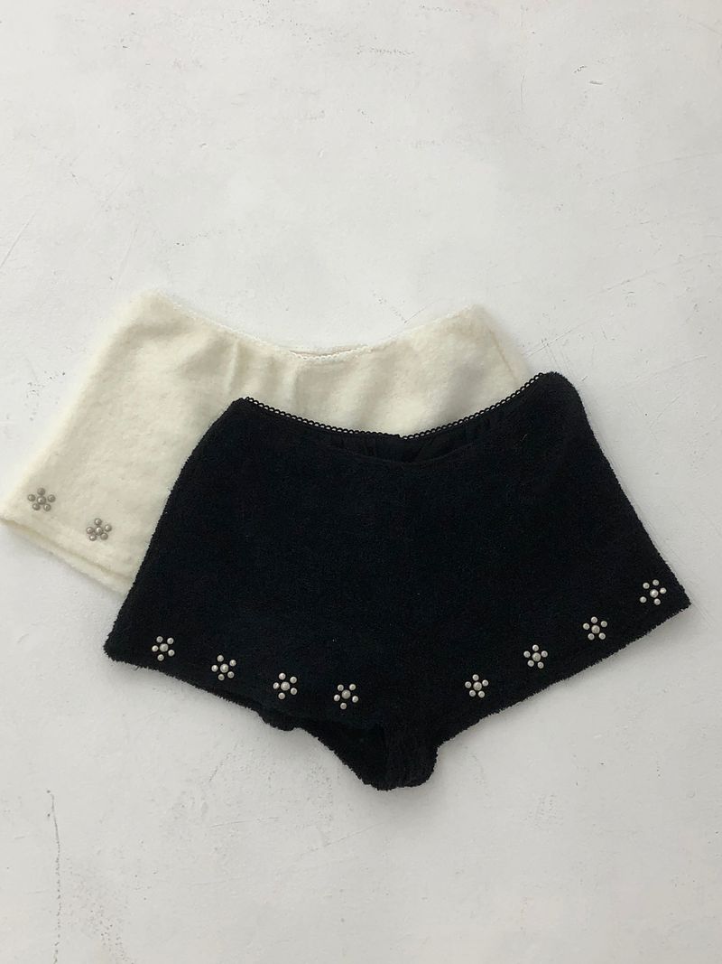 Fuzzy Snow Stud Mini Shorts
