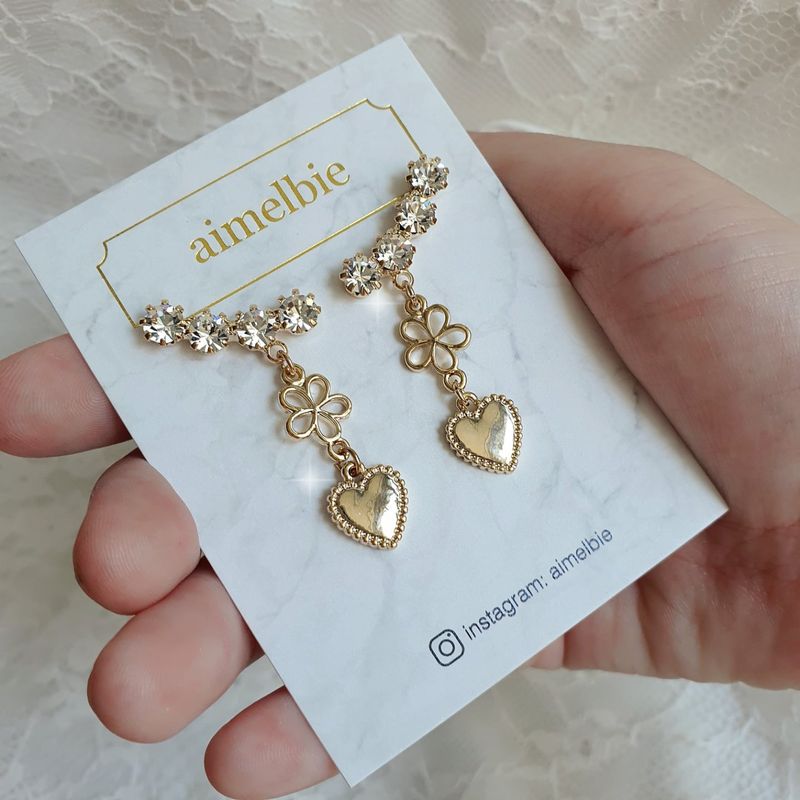 Flower Heart Wing Earring