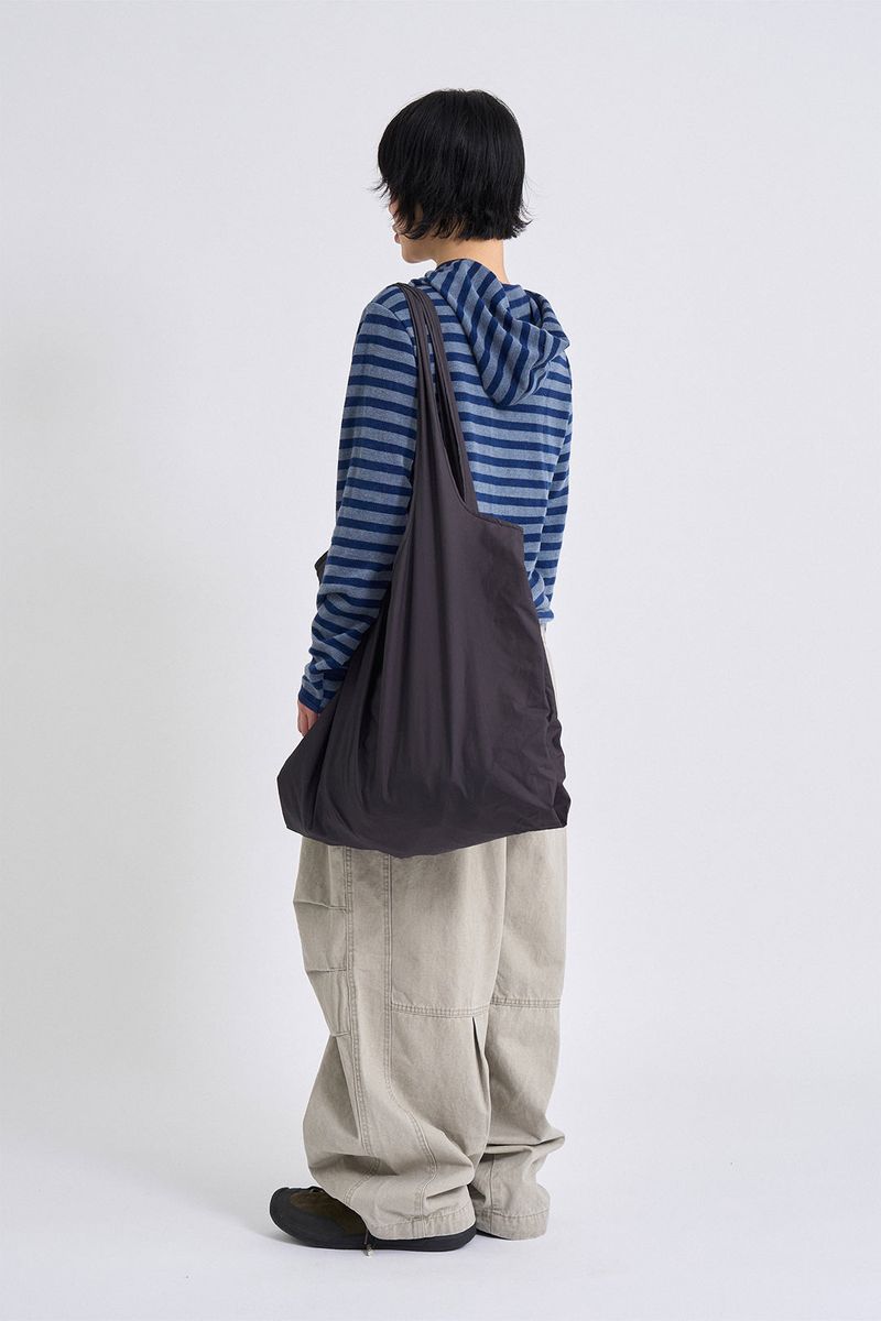 Diagonal button knit hoodie