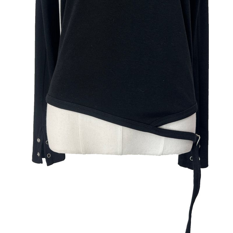 Eyelet buckle bottom hem strap long sleeve tee (3 colors)