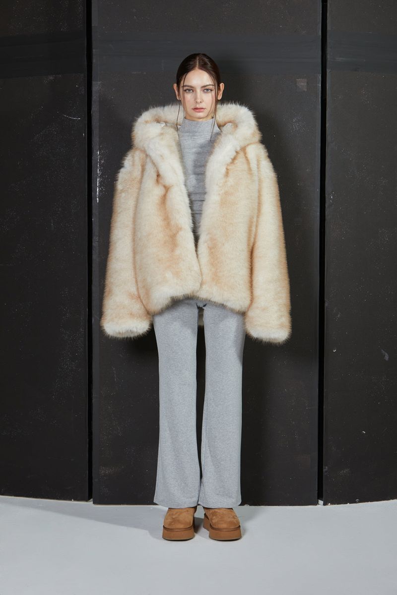 TWO TONE FUR JACKET -IVORY